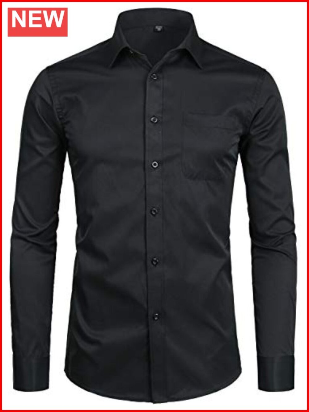 Men's Slim Fit Dress Shirt Button Up Long Sleeve Polyester Cotton